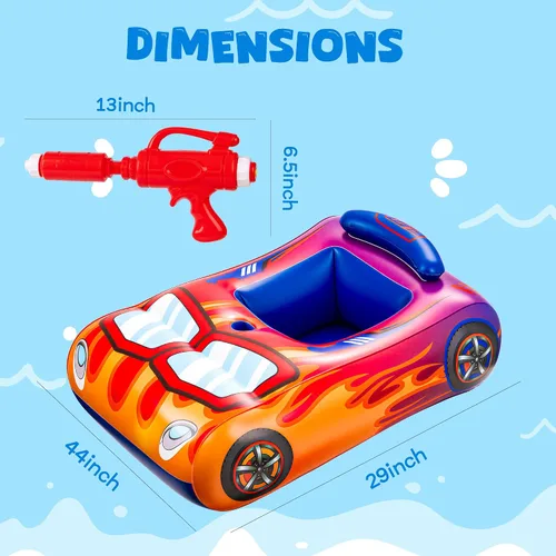 Vista 3 de Flotadores de piscina para niños con pistola de agua, flotadores inflables de piscina para niños de 3 a 8 años, juegos al aire libre, juguetes