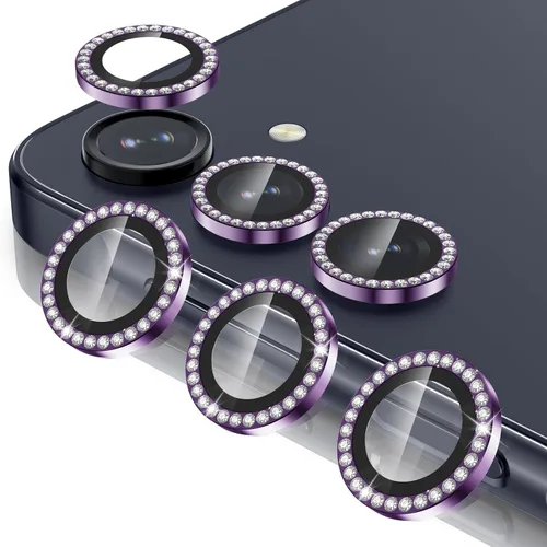Vista 172 de Casetego Protector de lente de cámara para Galaxy Z Fold 8, [Diseño de purpurina mejorado], [Fuerte adherencia], lente de vidrio templado 9H negro