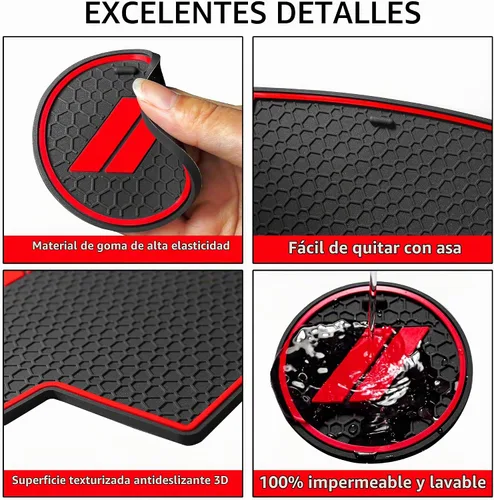 Vista 5 de para Accesorios de Dodge Durango 2021 2022 2023 2024 2025 2026 (Versión de 7 Asientos) Alfombrilla de Forro de Consola Central Insertos de Rojo