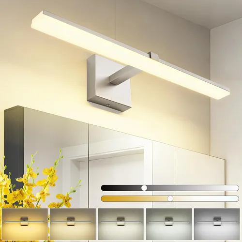 Vista 9 de Luz de tocador de baño negra de 32 pulgadas, LED moderna, 3CCT, regulable, 24 W, luminarias de baño sobre espejo 3000 K/4500 K/6000 K, 3