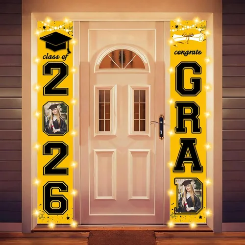 Vista 31 de Decoraciones personalizadas para fiestas de graduación 2026 – Cartel de felicitación de graduación grande – Cartel de fondo de graduación