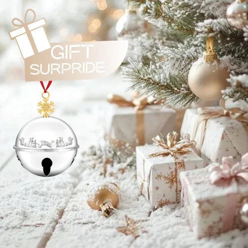 Vista 4 de Adorno de campana de trineo de Navidad 2025 para árbol de Navidad, decoraciones de árbol de Navidad, adorno para aniversario de Navidad con 2 cintas