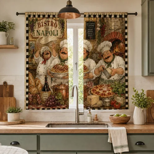 Vista 23 de Cortinas de ventana de cosecha de otoño, marco de madera rústica, cortinas florales de pacas de heno y calabaza, cenefa de cocina de Acción