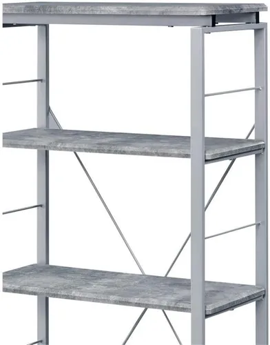 Vista 8 de Acme Jurgen - Estantería rectangular de 5 niveles de madera, color gris y plateado