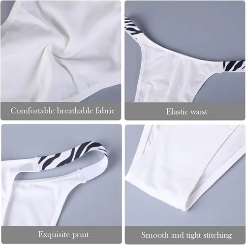 Vista 4 de Tanga de algodón para mujer, ropa interior elástica, ropa interior para mujer, tangas invisibles, paquete de 5