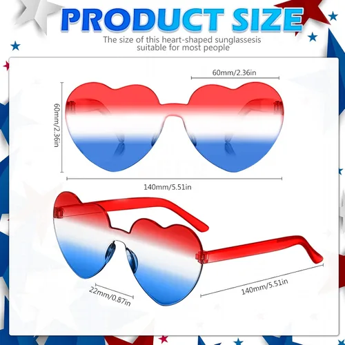 Vista 2 de JDHXBMW 4PCS Patriotic Sunglasses Heart Sunglasses 4th of July Sunglasses Heart Shaped Glasses Independence Day Party Favor