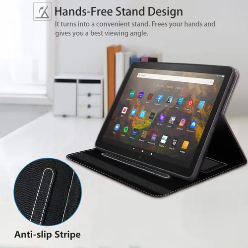 Vista 4 de Funda para tablet Amazon Kindle Fire HD 10 de 10.1" (9ª/7ª generación, versión 2019/2017) – Funda de piel sintética con función de encendido