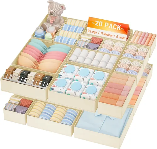 Vista 27 de DIMJ Organizador de cajones para ropa, paquete de 6 unidades, organizadores plegables para bebé, organizador de almacenamiento y cómoda