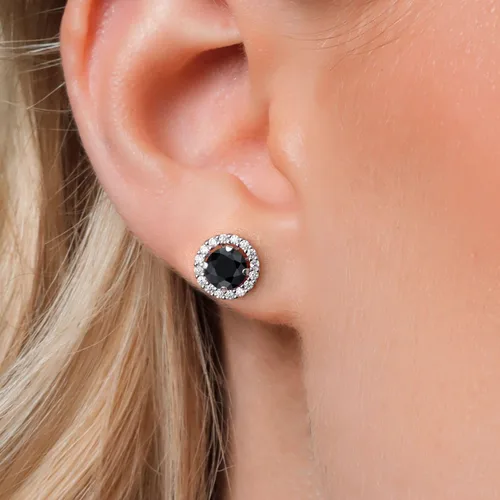 Vista 237 de Gem Stone King Aretes redondos de plata de ley 925 de 0.236 in con piedra natal extraíble para mujer