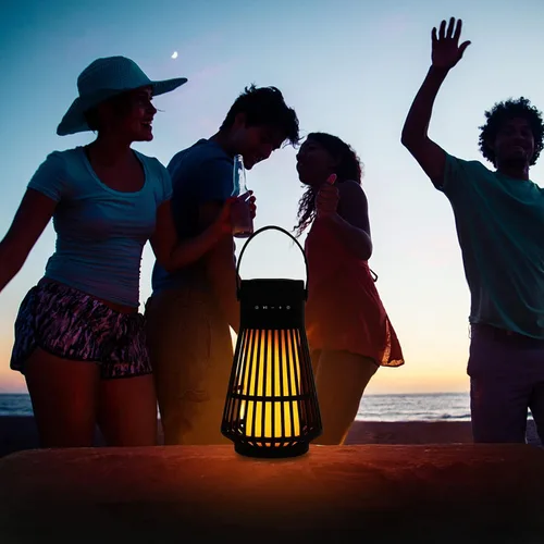 Vista 6 de Altavoz Bluetooth para exteriores con atmósfera de llama, altavoz inalámbrico LED impermeable con antorcha, sonido estéreo, accesorios geniales