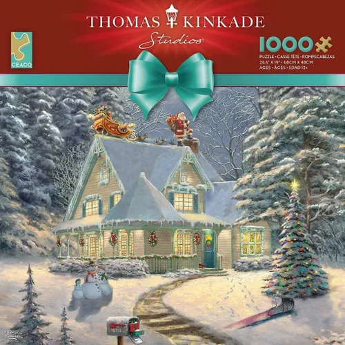 Vista 2 de Ceaco - Thomas Kinkade - Holiday - Midnight Delivery - Rompecabezas de 1000 piezas Art by Thomas Kinkade, Made in USA, Recycled Board, Finished