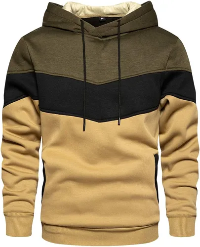 Vista 17 de Gesean - Sudadera con capucha para hombre, diseño de bloques de color, estilo suéter, manga larga, casual, con bolsillo