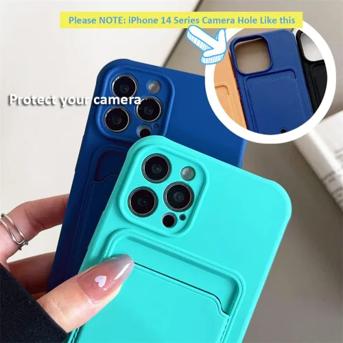 Vista 3 de Funda para iPhone 7 Plus 8 Plus con Portador de Tarjetas - Delgada + Funda Cartera de Teléfono Protectora de Silicona para Mujeres y Hombres (Negro)