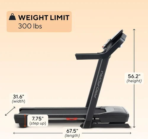 Vista 6 de Proform Cintas de correr de carbono: cintas de correr para caminar y correr con ventilador integrado y diseño de ahorro de espacio Foldable