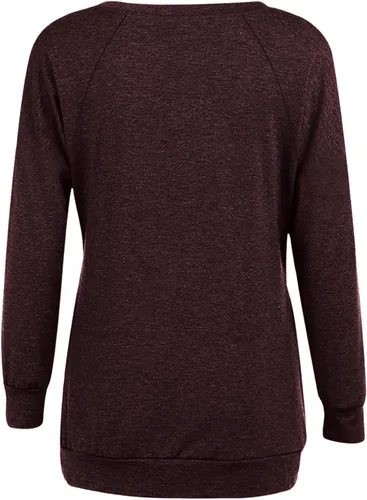 Vista 3 de Aymnlox Plus Size Pullovers for Women Casual Basic Long Sleeves Blouse Solid V Neck Sweatshirts with Pockets