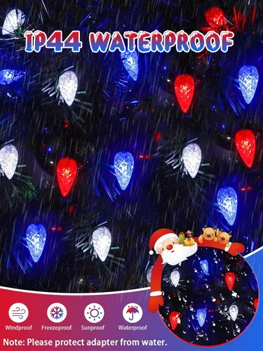 Vista 3 de Guirnalda de 240 luces LED C6 de 78 pies, luces de Navidad súper largas para exteriores e interiores con 13 modos y temporizador, luz parpadeante