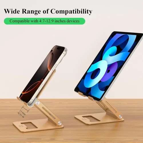 Vista 2 de Minthouz Soporte para tableta, soporte ajustable multiángulo para tableta, soporte de aluminio para iPad compatible con iPhone 17, 16, 15, 14, 13