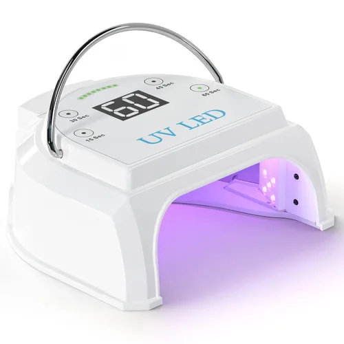 Vista 9 de Lámpara de uñas profesional inalámbrica LED UV de 80 W, luces UV para uñas con 45 perlas LED y batería recargable, secadora de uñas de gel LED