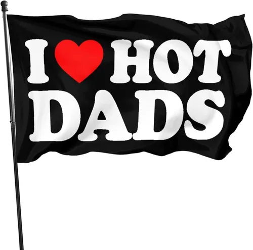 Vista 4 de Bandera con texto en inglés "I Love Dads I Love Hot Dads", divertida pancarta decorativa para interiores y exteriores, regalo de tapiz para el día