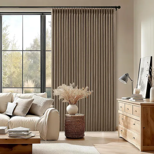 Vista 163 de Juego de 2 paneles de cortinas plisadas negras de 80 pulgadas para sala de estar, cortinas plisadas de lino con forro de 80 pulgadas de largo, 100%