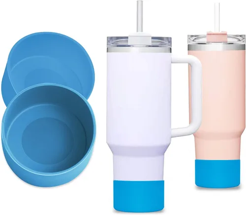 Vista 2 de 1 bota de silicona para vaso Stanley Quencher de 40 onzas, funda de silicona para Stanley IceFlow de 20 onzas y 30 onzas, accesorios de copa