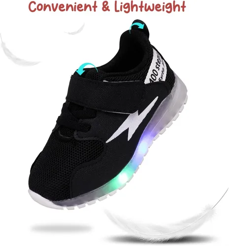 Vista 3 de PATPAT Zapatos para niños pequeños con luz LED, zapatos brillantes para niñas, zapatos iluminados para niñas y niños para Navidad y cumpleaños