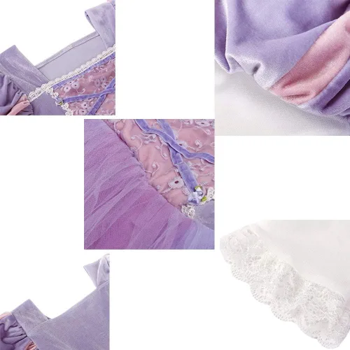 Vista 6 de MYRISAM Disfraz de princesa Rapunzel de Sofía para niñas, disfraz de Halloween, fiesta de disfraces, cosplay, vestido de cumpleaños de cuento