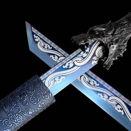 Vista 2 de ZPGP - Espada china Kungfu de hoja afilada, dragones de espada ancha azul