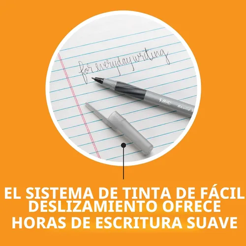 Vista 6 de BIC Bolígrafos Round Stic Grip Xtra Comfort, color negro, punta media (1.2 mm), paquete de 36 unidades, bolígrafos perfectos para escribir
