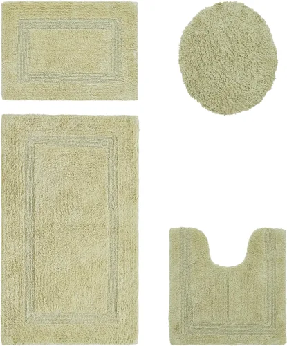 Vista 20 de Better Trends Juego de 4 alfombras de baño de lujo, 100% algodón, suaves, absorbentes de agua, reversibles, lavables a máquina, para decoración