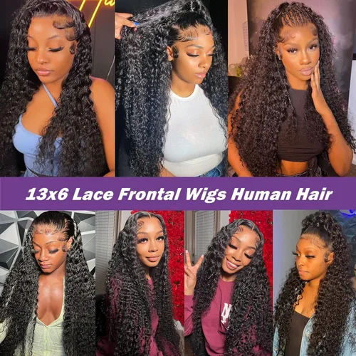 Vista 5 de Pelucas de cabello humano con encaje frontal HD de 13 x 6 pulgadas, cabello humano prearrancado, color negro natural, sin pegamento, peluca
