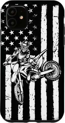 Vista 8 de Funda de motocross con bandera de Estados Unidos para iPhone 17