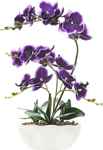 Vista 12 de Phalaenopsis - Planta de orquídea sintética de 19 pulgadas de alto, centro de mesa de orquídea de seda, arreglo floral artificial en maceta