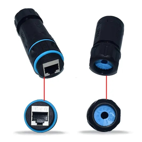 Vista 4 de Conector de montaje en panel impermeable blindado RJ45 CAT6 IP68 5PCS Cat5/5e/6, 8P8C Ethernet Cable LAN Extend Coupler, hembra a hembra