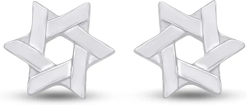Vista 2 de Pendientes mesiánicos con forma de estrella de David en oro sobre plata de ley por Jewel Zone US
