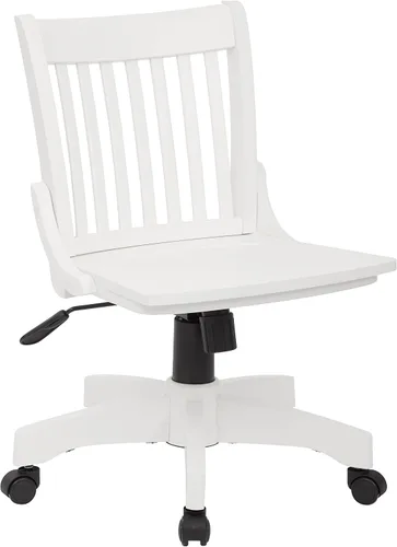 Vista 8 de OSP Designs Silla de madera Deluxe, sin reposabrazos, silla de escritorio con asiento de madera, color blanco antiguo, Madera, Blanco antiguo