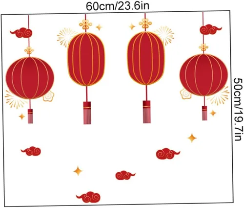 Vista 7 de Juego de calcomanías de decoración para la casa nueva, calcomanías de ventana para patrones de celebración de Año Nuevo