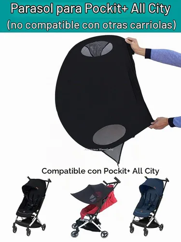 Vista 2 de SUN002 - Extensión de parasol UPF 50+ compatible con GB Pockit+ All City, parasol con protección UV para cochecito de bebé, accesorios de verano