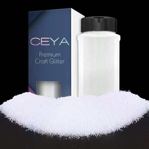 Vista 13 de Ceya - Purpurina gruesa, 4.9 oz / 140 g, Polvo de purpurina blanca para manualidades navideñas, 1/128” 0.008” 0.2mm, Purpurina iridiscente