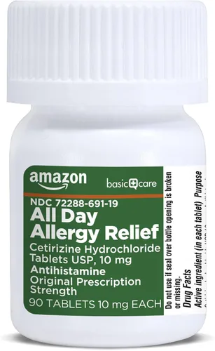 Vista 6 de Amazon Basic Care - Pastillas All Day Allergy de 10 mg de diclorhidrato de cetirizina, antihistamínico, 90 comprimidos