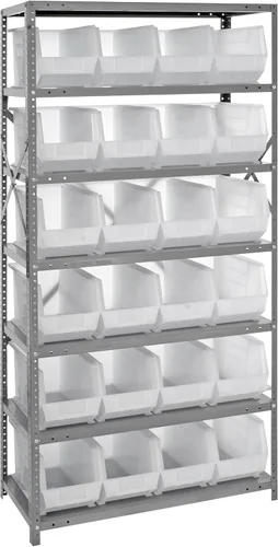 Vista 36 de Quantum QSBU-245BK Heavy Duty Shelving Unit with (7) Shelves and (24) QUS245 Black Bins for Garage Warehouse Storage Distribution 400 lb Load