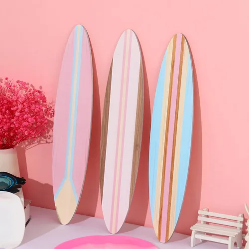 Vista 6 de Zzbakress 3 piezas de decoración de pared de tabla de surf de madera para colgar en la pared, decoración de habitación temática de playa, decoración