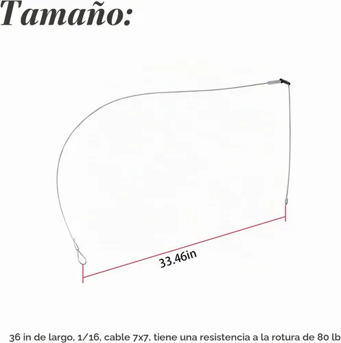 Vista 3 de 12 cables de trampa, 36 pulgadas de largo, cable 1/16 7x7