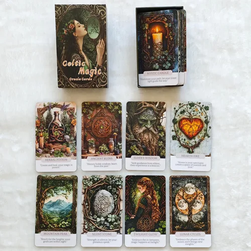 Vista 8 de Cartas de oráculo mágico celta, cartas de tarot, cartas Oracle para principiantes, afirmaciones holísticas Wicca, perfectas para crear un mazo