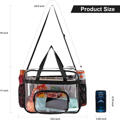 Vista 2 de Bolsas transparentes aprobadas para estadios, bolsa transparente + correa para el hombro, bolsa transparente grande