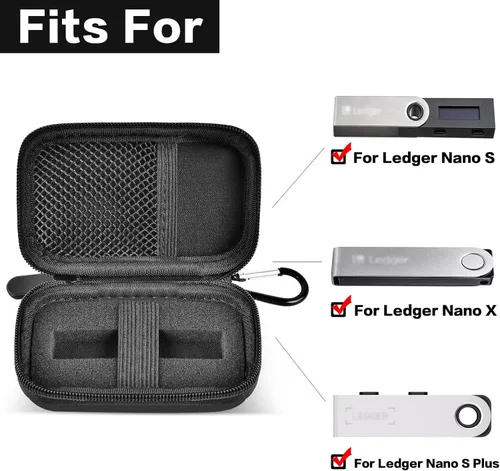 Vista 3 de Estuche rígido de transporte compatible con Ledger Nano X/S/S Plus, organizador de almacenamiento de cartera de hardware criptográfico de EVA