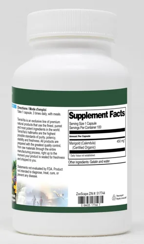 Vista 2 de Caléndula (Caléndula) (Certificado Orgánico) - 450 mg (100 Cápsulas, ZIN: 517744)