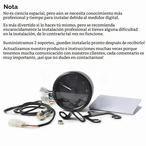 Vista 4 de 0011 Medidor Digital de Motocicleta Velocímetro/Tacómetro/Odómetro MPH KM/H Universal con Pantalla de Luz Indicadora Multifunción Negra