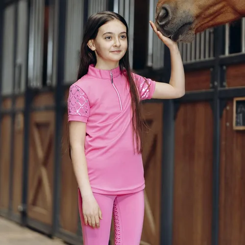 Vista 6 de HORZE Fia - Camisa de equitación ecuestre de manga corta para niños que absorbe la humedad para mostrar o entrenar