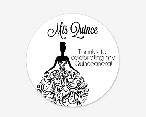 Vista 3 de Calcomanías de quinceañera de 40 quilates, membrillo MI, calcomanías en español o inglés para cumpleaños número 15 (027-S-BG)